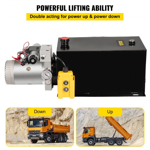 Buy TOPDEEP Hydraulic Pump 15 Quart Double Acting Dump Trailer Hydraulic Pump DC 12V, Hydraulic
