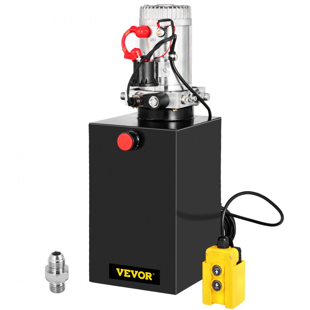 VEVOR hydraulikkpumpe Elektrisk hydraulisk pumpe 15 quarts enkeltvirkende for dumperhenger