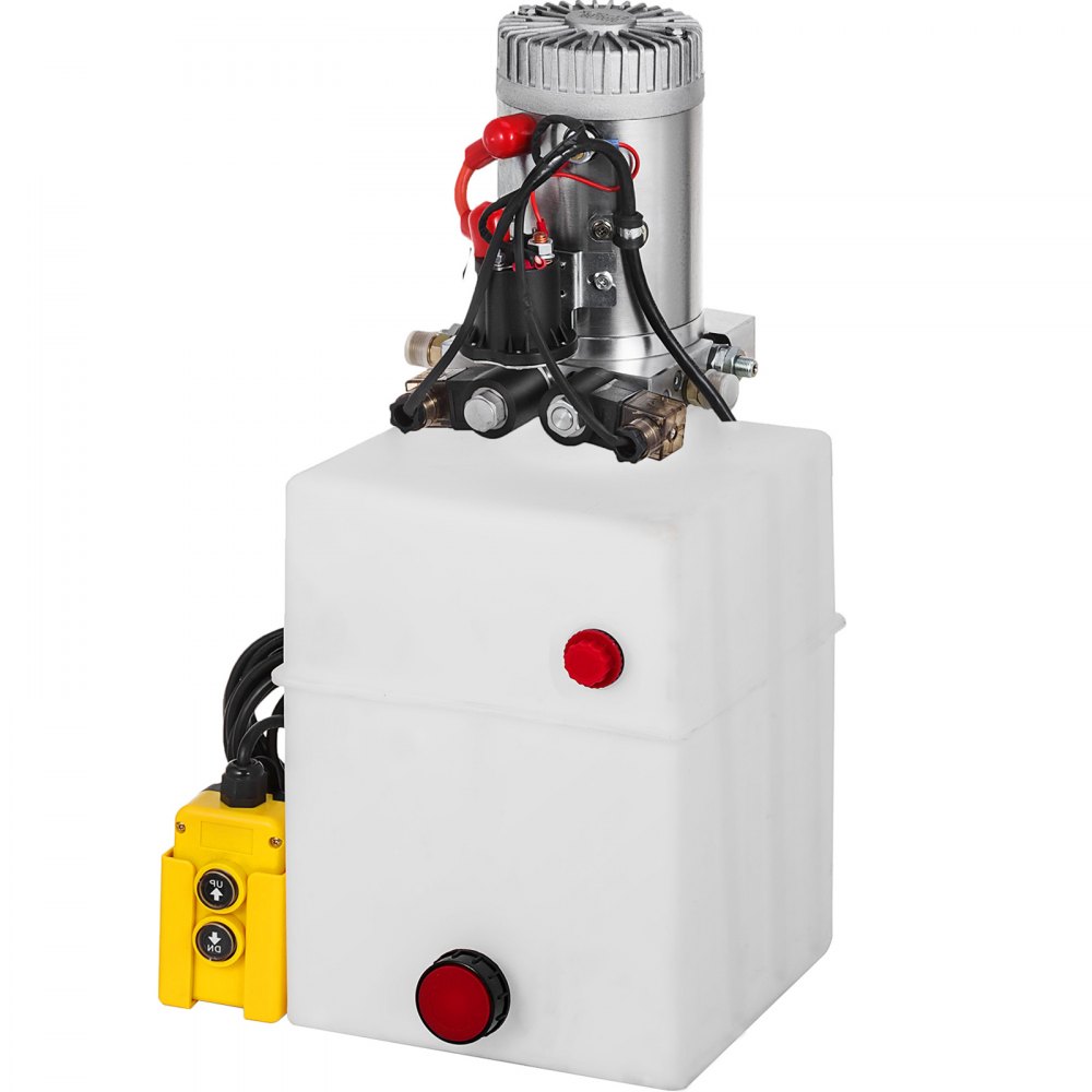 VEVOR Double Acting Hydraulic Dump Trailer Pump Plastic Poly Reservoir(12VDC Double Action Powering Unit, SAE #6 Ports, 3200 PSI, 20 Quart Reservoir)