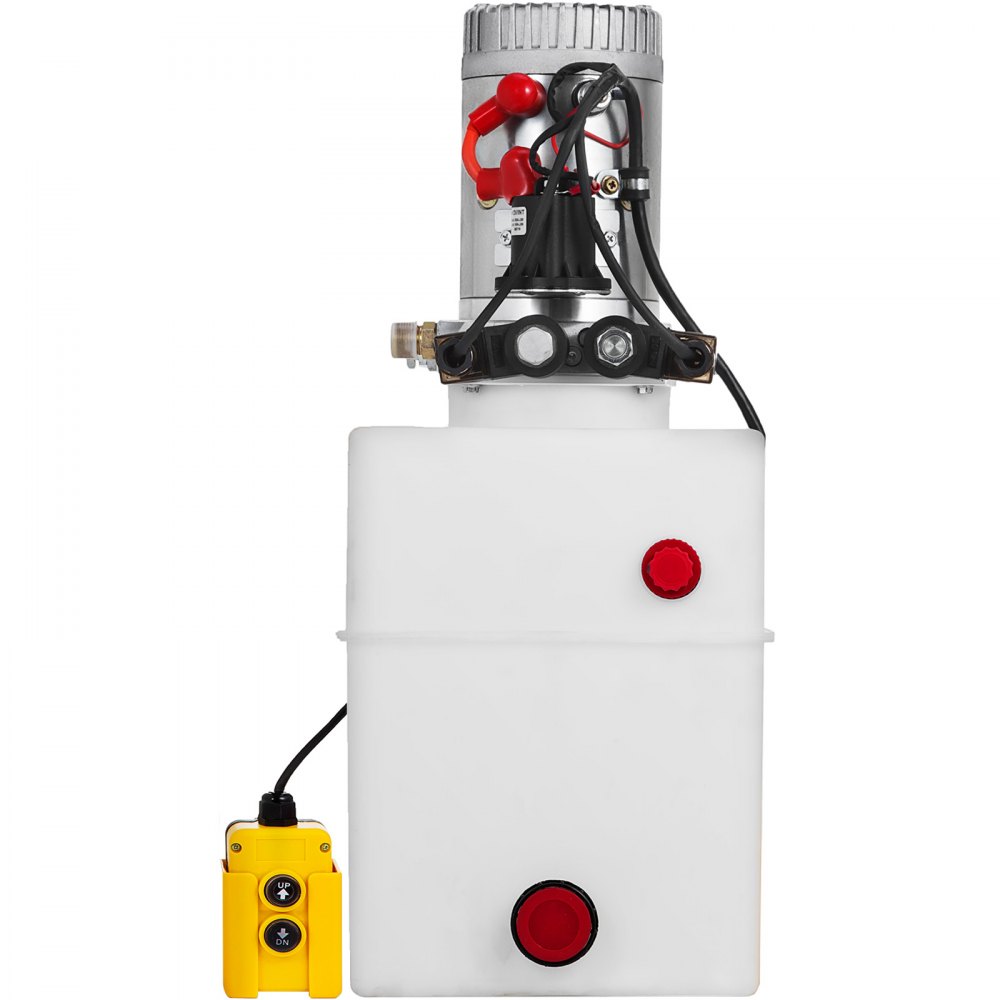 VEVOR Double Acting Hydraulic Dump Trailer Pump Plastic Poly Reservoir(12VDC Double Action Powering Unit, SAE #6 Ports, 3200 PSI, 20 Quart Reservoir)