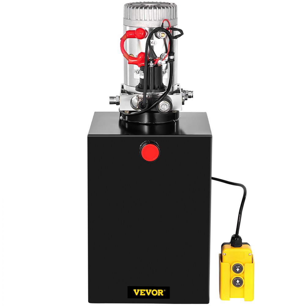 VEVOR 20 Quart Hydraulic Pump Single Acting Hydraulic Dump Trailer Pump 3200 PSI Hydraulic Power Unit (12V DC Single Action Powering Unit, SAE #6 Ports)