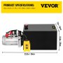 VEVOR 20 Quart Hydraulic Pump Single Acting Hydraulic Dump Trailer Pump 3200 PSI Hydraulic Power Unit (12V DC Single Action Powering Unit, SAE #6 Ports)