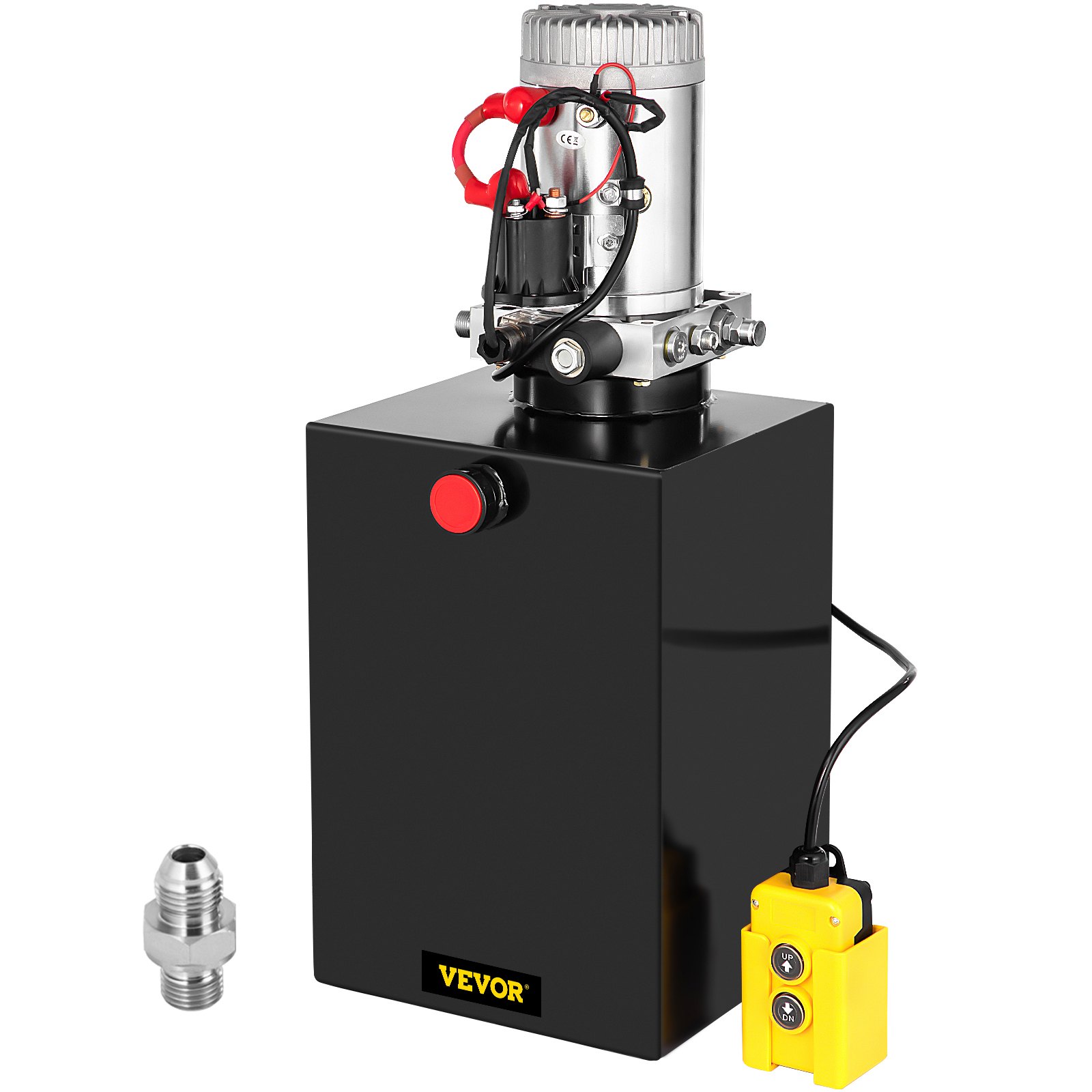 VEVOR 20 Quart Hydraulic Pump Single Acting Hydraulic Dump Trailer Pump 3200 PSI Hydraulic Power Unit (12V DC Single Action Powering Unit, SAE #6 Ports)
