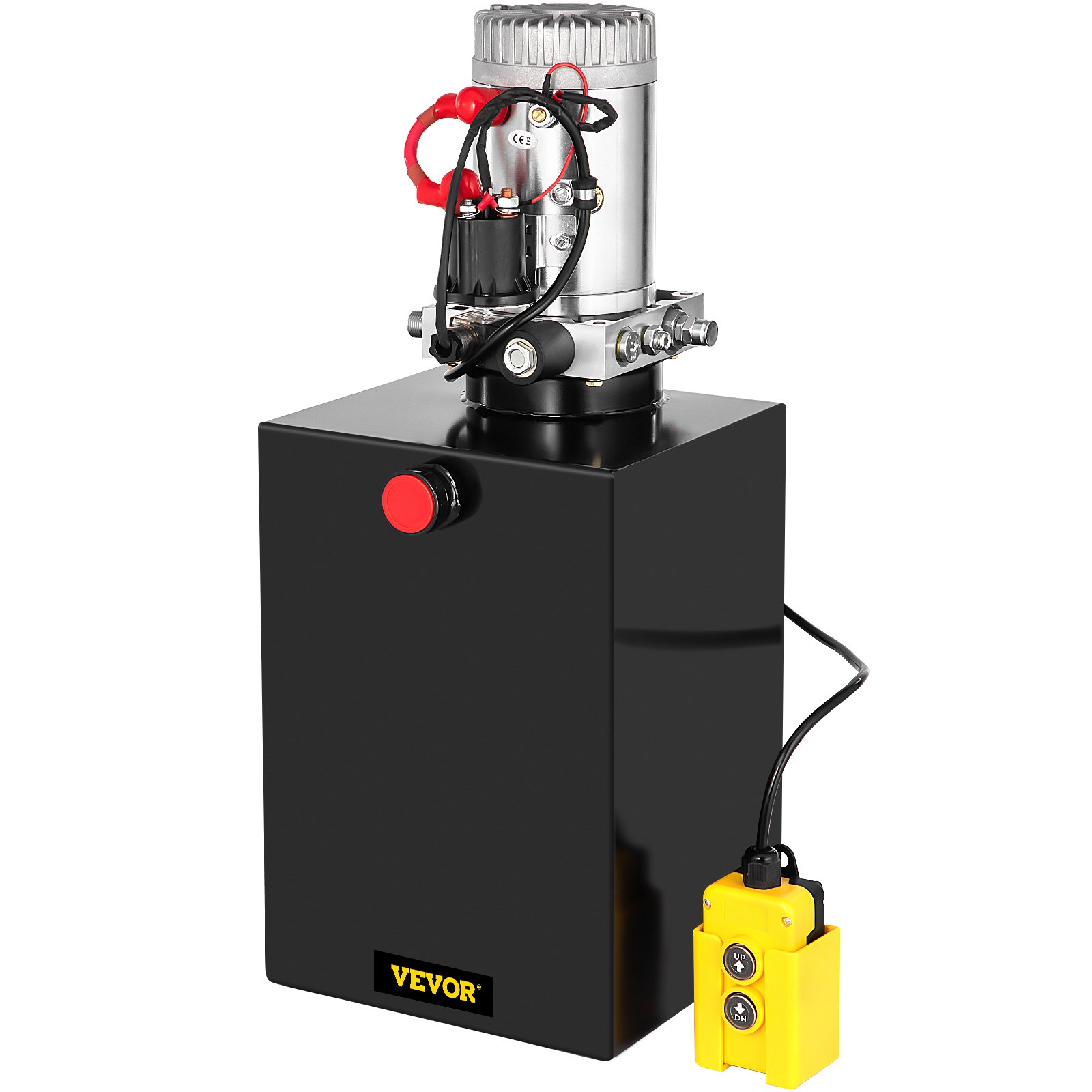 VEVOR 20 Quart Hydraulic Pump Single Acting Hydraulic Dump Trailer Pump 3200 PSI Hydraulic Power Unit (12V DC Single Action Powering Unit, SAE #6 Ports)