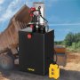 VEVOR hydraulic dump trailer pump on construction site background.