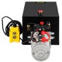 VEVOR hydraulic dump trailer pump with yellow control box and black casing