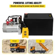 VEVOR 20 Quart Hydraulic Power Unit Double Acting Hydraulic Dump Trailer Pump (12V DC Double Action Powering Unit, SAE #6 Ports, 3200 PSI, 20 Quart Steel Reservoir)