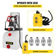 VEVOR Hydraulic Pump 3 Quart Hydraulic Power Unit Double Acting Hydraulic Pump for Dump Trailer Car Lifting 12V DC Plastic Oil Reservoir (Plastic, Double Acting)