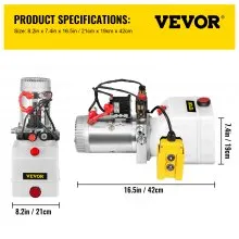 VEVOR Hydraulic Pump 3 Quart Hydraulic Power Unit Double Acting Hydraulic Pump for Dump Trailer Car Lifting 12V DC Plastic Oil Reservoir (Plastic, Double Acting)