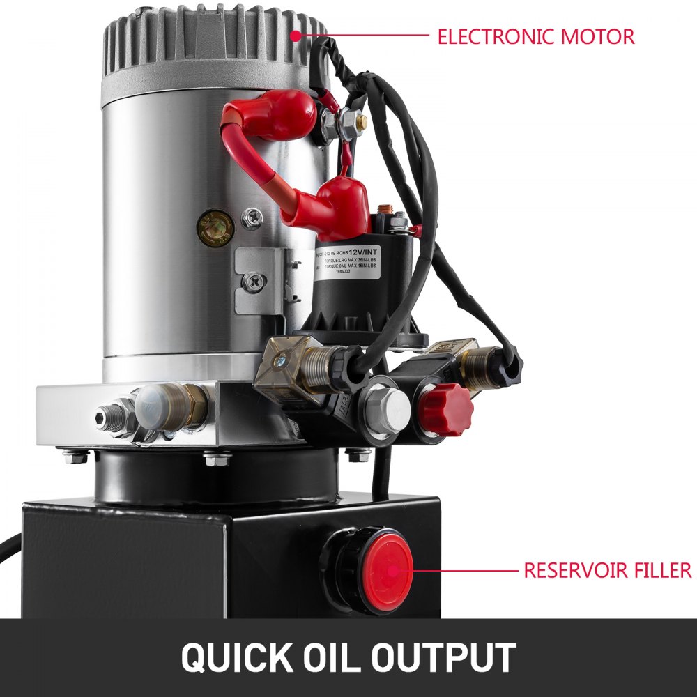 VEVOR Hydraulic Power Unit 3 Quart Hydraulic Pump Double Acting Hydraulic Dump Trailer 12V with Steel Reservoir Hydraulic Power Pack for Car Lifting