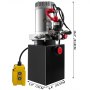 Unidad de energía hidráulica VEVOR Bomba hidráulica de 3 cuartos de galón Remolque de descarga hidráulica de doble acción 12V con paquete de energía hidráulica de depósito de acero para elevación de automóviles