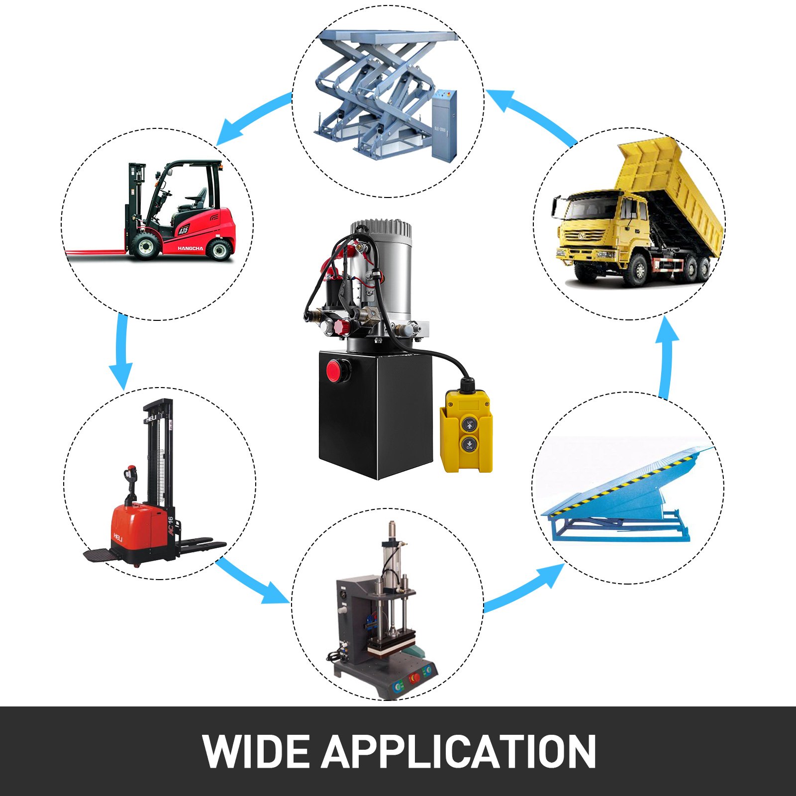 VEVOR Hydraulic Power Unit 3 Quart Hydraulic Pump Double Acting Hydraulic Dump Trailer 12V with Steel Reservoir Hydraulic Power Pack for Car Lifting