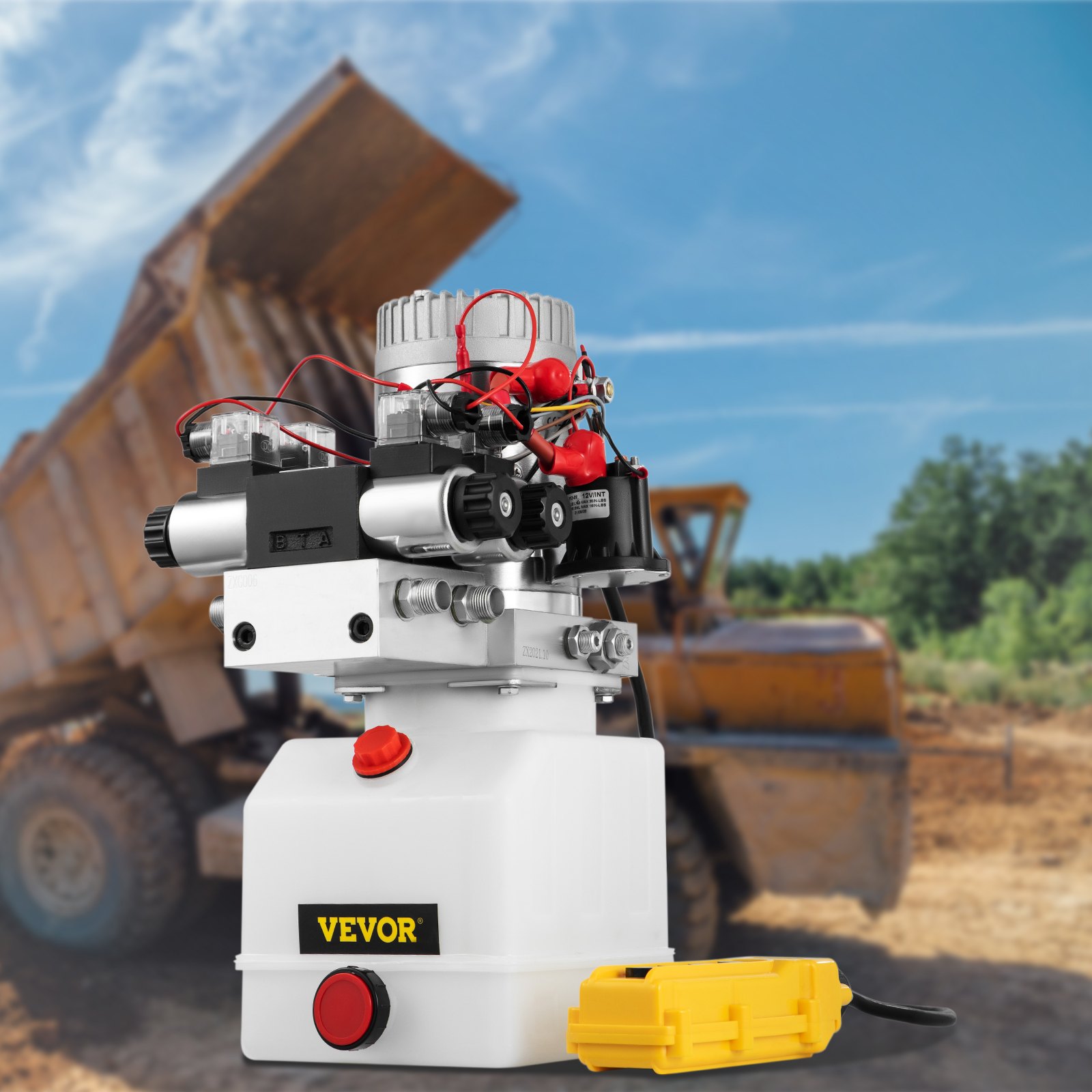VEVOR Hydraulic Pump Double Acting Hydraulic Power Unit Double Solenoid Hydraulic Power Pack 12V DC Hydraulic Power Pump with 4.5Liter Reservoir for Dump Trailer Car Lifting