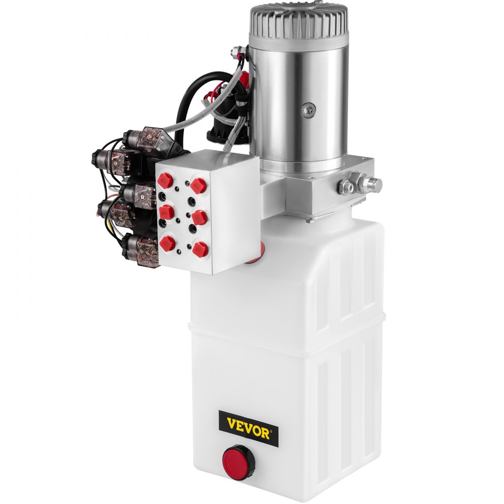 VEVOR Hydraulic Pump, 6 Quart/1.5 Gal Double Acting Dump Trailer Pump DC 12V, 3200 PSI Max Relief Pressure, Electric Hydraulic Power Unit for Dump Trailer Car Lifting (with 6pcs SAE #6 Connectors)