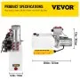 VEVOR Hydraulic Pump, 6 Quart/1.5 Gal Double Acting Dump Trailer Pump DC 12V, 3200 PSI Max Relief Pressure, Electric Hydraulic Power Unit for Dump Trailer Car Lifting (with 6pcs SAE #6 Connectors)