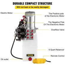 6 Way Hydraulic Pump 12v 6 Quart Double Acting Dump Trailer Control Kit
