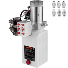 VEVOR Hydraulic Pump, 6 Quart/1.5 Gal Double Acting Dump Trailer Pump DC 12V, 3200 PSI Max Relief Pressure, Electric Hydraulic Power Unit for Dump Trailer Car Lifting (with 6pcs SAE #6 Connectors)