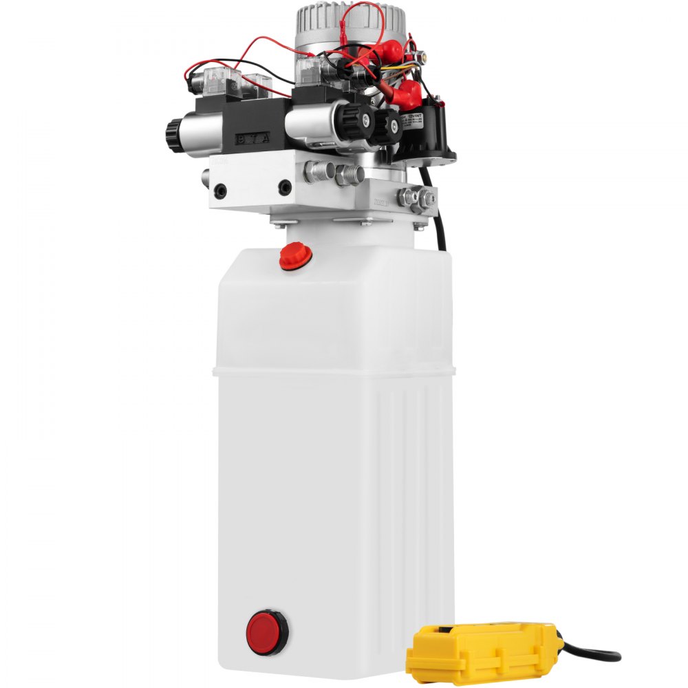 VEVOR Hydraulic Pump, 8 Quart/2 Gal Double Acting Dump Trailer Pump DC 12V, 3200 PSI Max Relief Pressure, Electric Hydraulic Power Unit for Dump Trailer Car Lifting (with 4pcs SAE #6 Connectors)