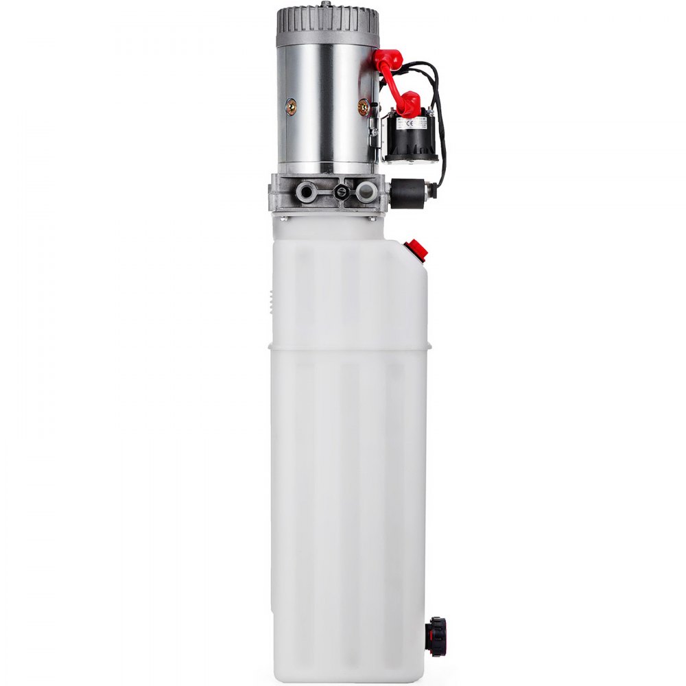 VEVOR Hydraulic Pump 12 Quart Hydraulic Power Unit Single Acting Hydraulic Pump Dump Trailer Car Lift 12V DC Hydraulic Power with Plastic Oil Reservoir (Plastic, Single Acting)