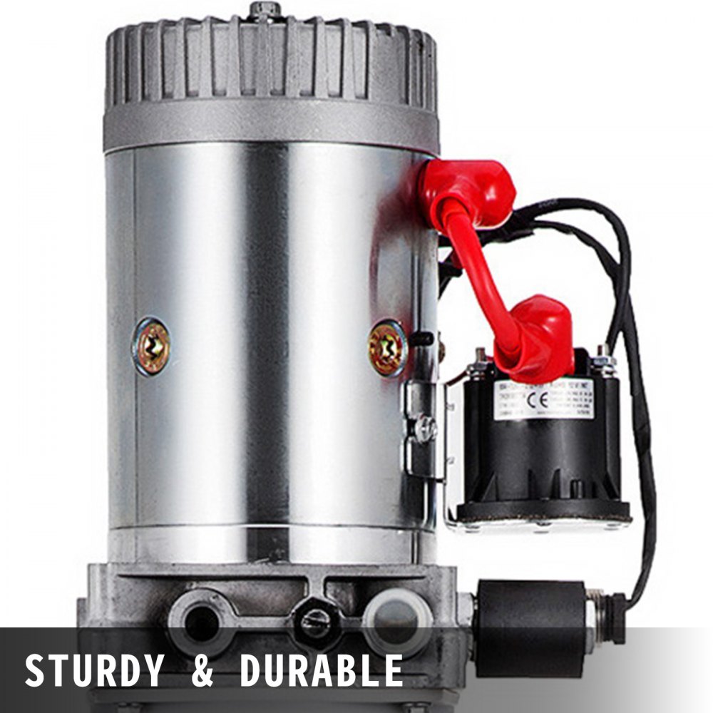 VEVOR Hydraulic Pump 12 Quart Hydraulic Power Unit Single Acting Hydraulic Pump Dump Trailer Car Lift 12V DC Hydraulic Power with Plastic Oil Reservoir (Plastic, Single Acting)