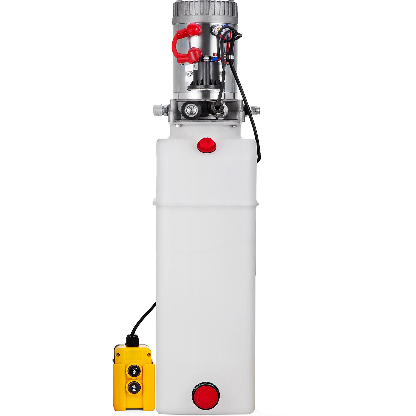VEVOR Hydraulic Pump 12 Quart Hydraulic Power Unit Single Acting Hydraulic Pump Dump Trailer Car Lift 12V DC Hydraulic Power with Plastic Oil Reservoir (Plastic, Single Acting)