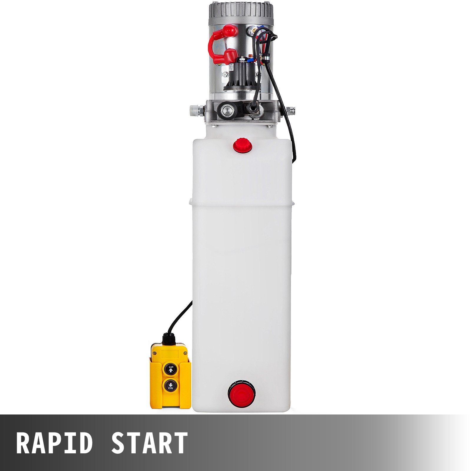 VEVOR Hydraulic Pump 12 Quart Hydraulic Power Unit Single Acting Hydraulic Pump Dump Trailer Car Lift 12V DC Hydraulic Power with Plastic Oil Reservoir (Plastic, Single Acting)