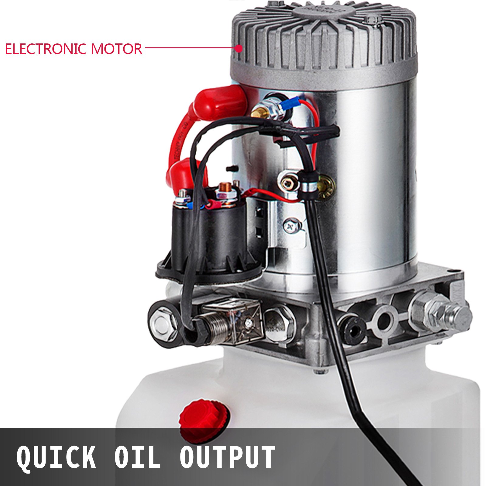 VEVOR Hydraulic Pump 12 Quart Hydraulic Power Unit Single Acting Hydraulic Pump Dump Trailer Car Lift 12V DC Hydraulic Power with Plastic Oil Reservoir (Plastic, Single Acting)