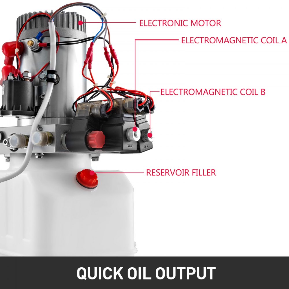 Dual Double Acting Hydraulic Pump For Dump Trailers 6 Quart 12 Vdc