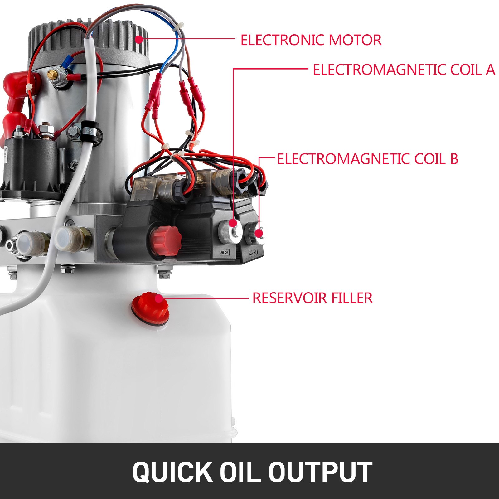 Dual Double Acting Hydraulic Pump For Dump Trailers 6 Quart 12 Vdc