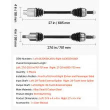 VEVOR CV Axle Shaft Assembly 2PCS Front Left & Right for 2005-2006 Honda Odyssey