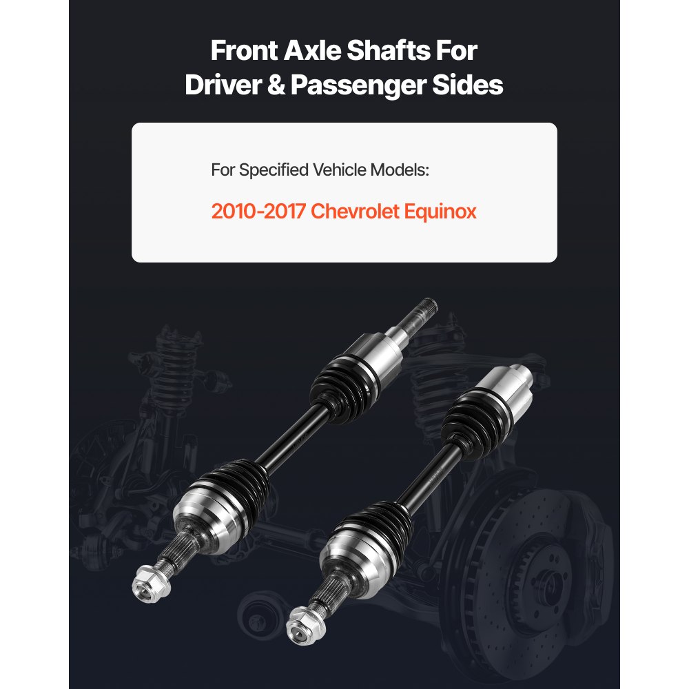 Conjunto de semieje CV VEVOR, 2 piezas delanteras izquierda y derecha (lado del conductor y del pasajero), pares de semiejes de repuesto para automóviles compatibles con Chevrolet Equinox 2010-2017, acero aleado y acero al carbono
