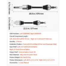 VEVOR CV Axle Shaft Assembly 2PCS Front Left & Right for 10-17 Chevrolet Equinox