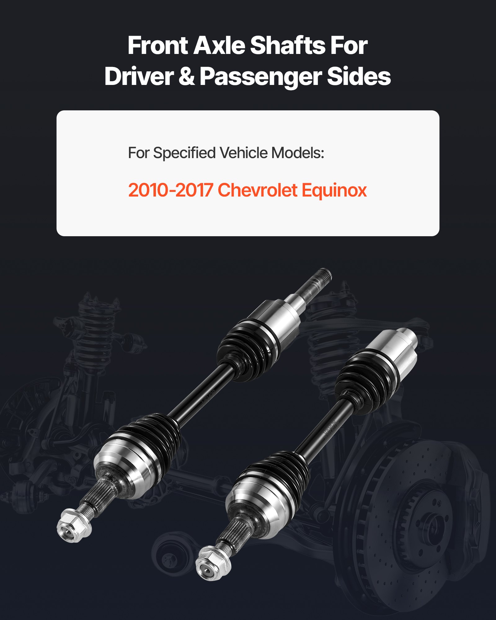 VEVOR CV Axle Shaft Assembly, 2 Pieces Front Left & Right (Driver and Passenger Side), Automotive Replacement Joint Axles Pair Compatible with 2010-2017 Chevrolet Equinox, Alloy Steel & Carbon Steel