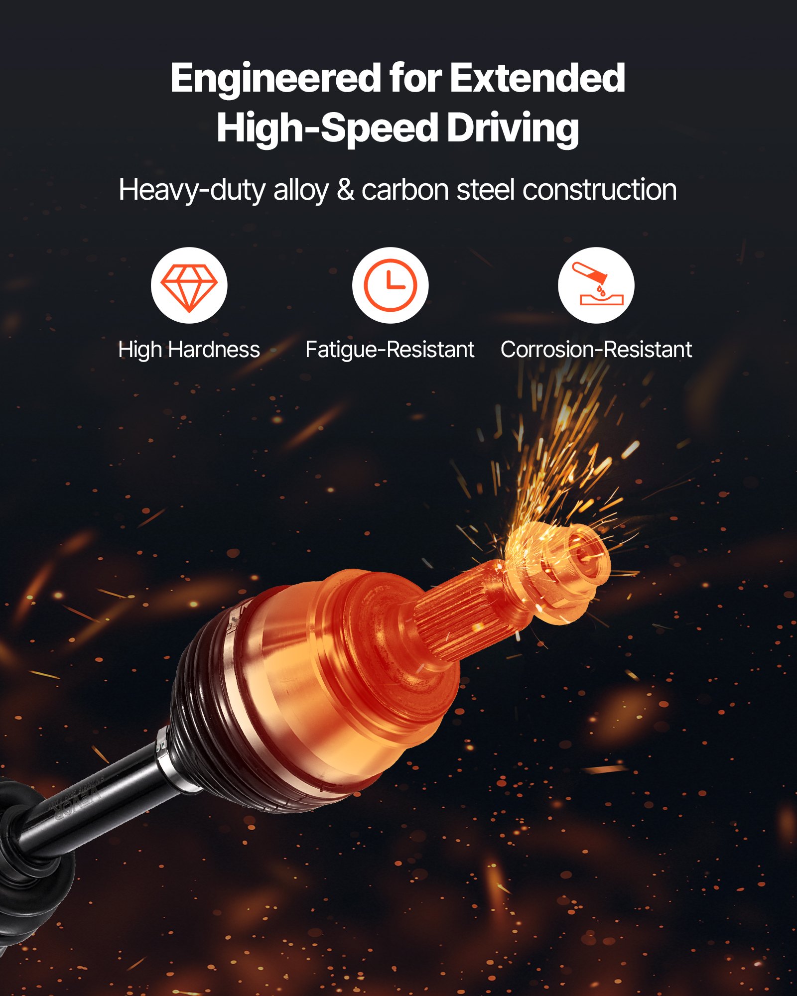 VEVOR CV Axle Shaft Assembly, 2 Pieces Front Left & Right (Driver and Passenger Side), Automotive Replacement Joint Axles Pair Compatible with 2010-2017 Chevrolet Equinox, Alloy Steel & Carbon Steel