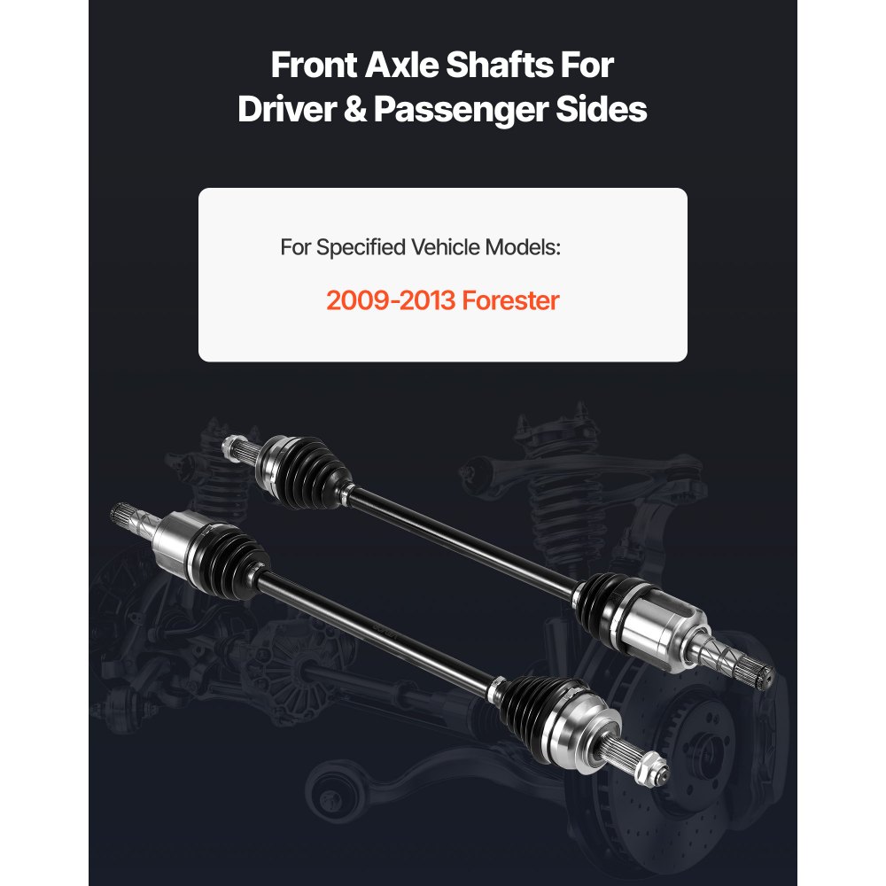 VEVOR CV Axle Shaft Assembly, 2 Pieces Front Left & Right (Driver and Passenger Side), Automotive Replacement CV Joint Axles Pair Compatible with 2009-2013 Forester, Alloy Steel & Carbon Steel