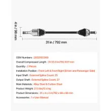 VEVOR CV Axle Shaft Assembly 2PCS Front Left & Right for 09-13 Subaru Forester