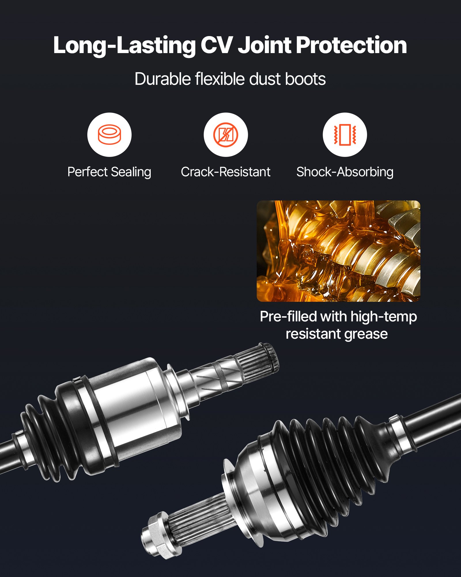 VEVOR CV Axle Shaft Assembly, 2 Pieces Front Left & Right (Driver and Passenger Side), Automotive Replacement CV Joint Axles Pair Compatible with 2009-2013 Forester, Alloy Steel & Carbon Steel