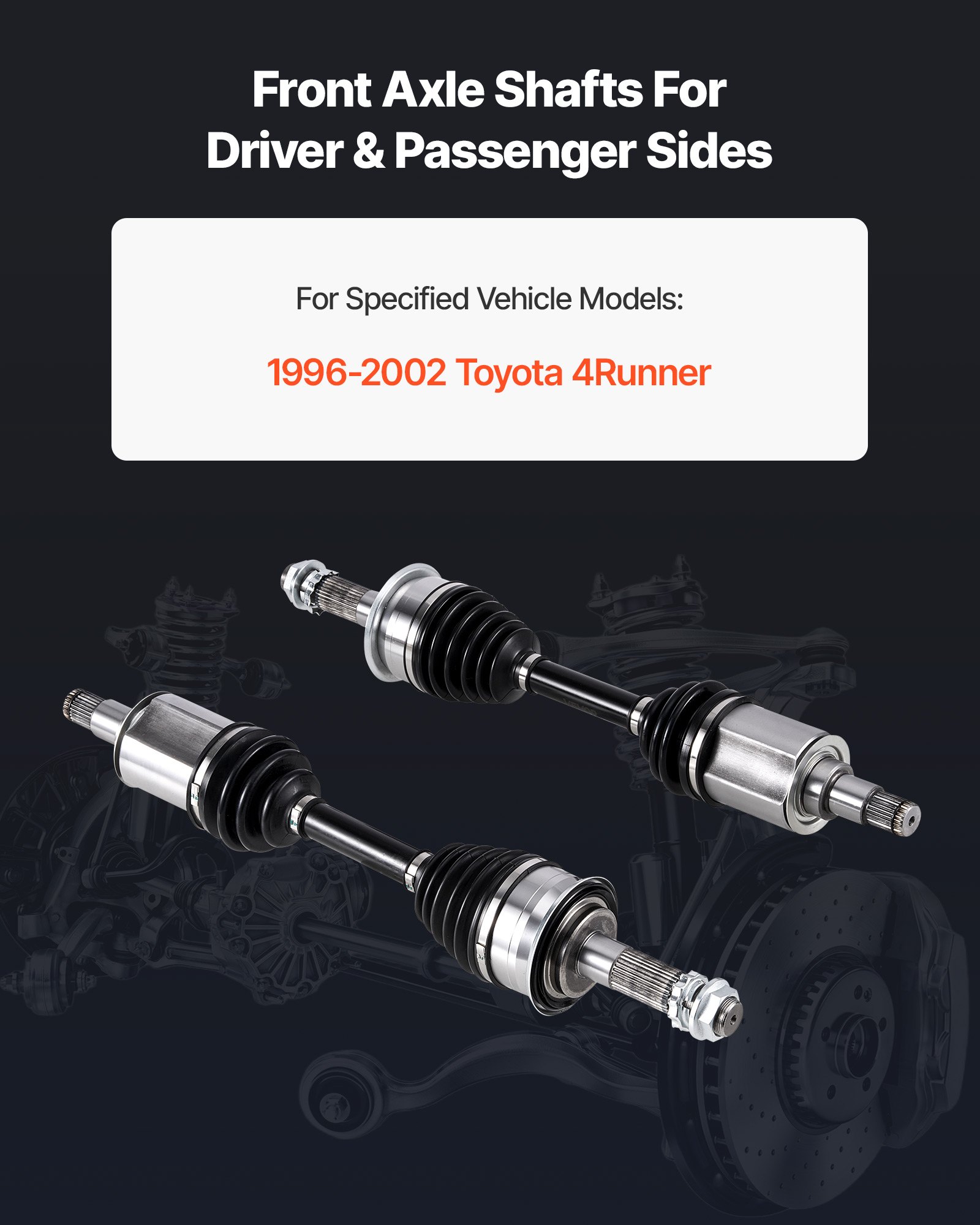 VEVOR CV Axle Shaft Assembly, 2 Pieces Front Left & Right (Driver and Passenger Side), Automotive Replacement CV Joint Axles Pair Compatible with 1996-2002 Toyota 4Runner, Alloy Steel & Carbon Steel