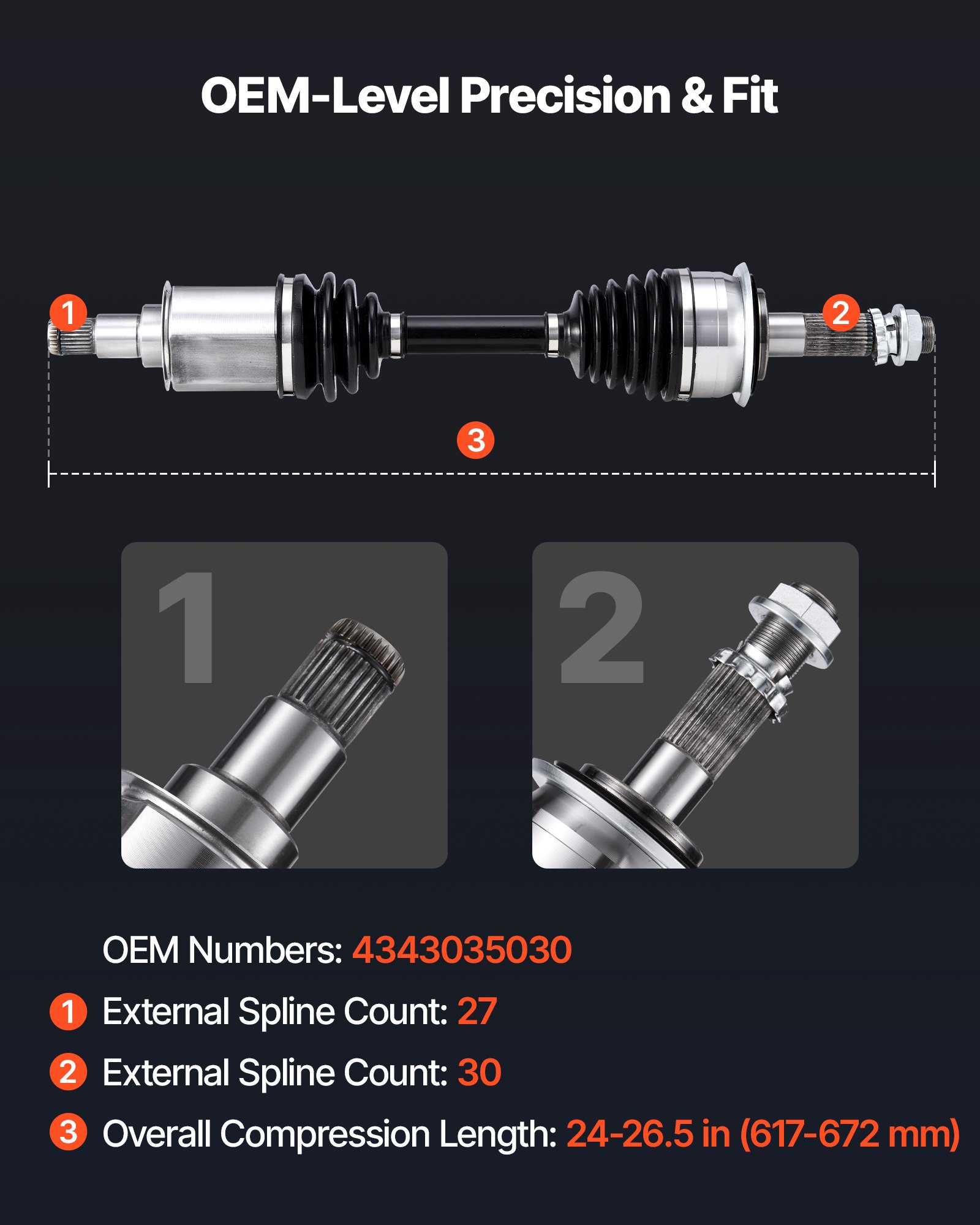 VEVOR CV Axle Shaft Assembly, 2 Pieces Front Left & Right (Driver and Passenger Side), Automotive Replacement CV Joint Axles Pair Compatible with 1996-2002 Toyota 4Runner, Alloy Steel & Carbon Steel