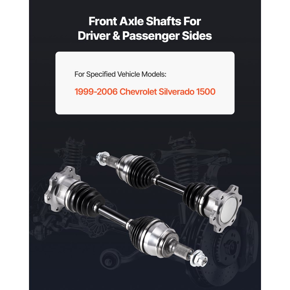 VEVOR CV Axle Shaft Assembly, 2 Pieces Front Left & Right (Driver and Passenger Side), Automotive Replacement Axles Pair Compatible with 1999-2006 Chevrolet Silverado 1500, Alloy Steel & Carbon Steel