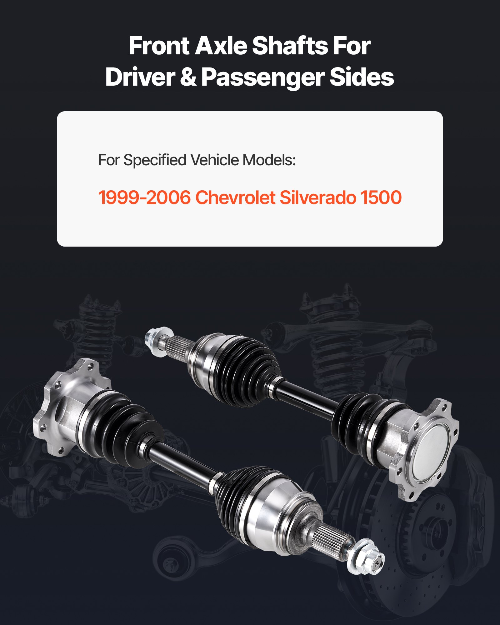 VEVOR CV Axle Shaft Assembly, 2 Pieces Front Left & Right (Driver and Passenger Side), Automotive Replacement Axles Pair Compatible with 1999-2006 Chevrolet Silverado 1500, Alloy Steel & Carbon Steel