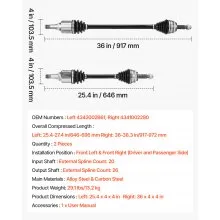 VEVOR CV Axle Shaft Assembly 2PCS Front Left & Right for 09-18 Toyota Corolla