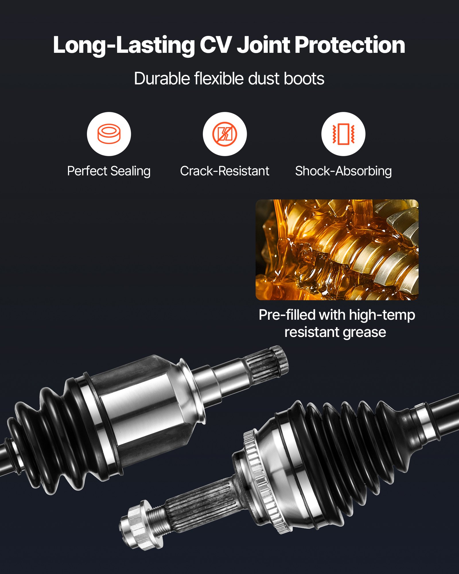 VEVOR CV Axle Shaft Assembly, 2 Pieces Front Left & Right (Driver and Passenger Side), Automotive Replacement CV Joint Axles Pair Compatible with 2009-2018 Toyota Corolla, Alloy Steel & Carbon Steel