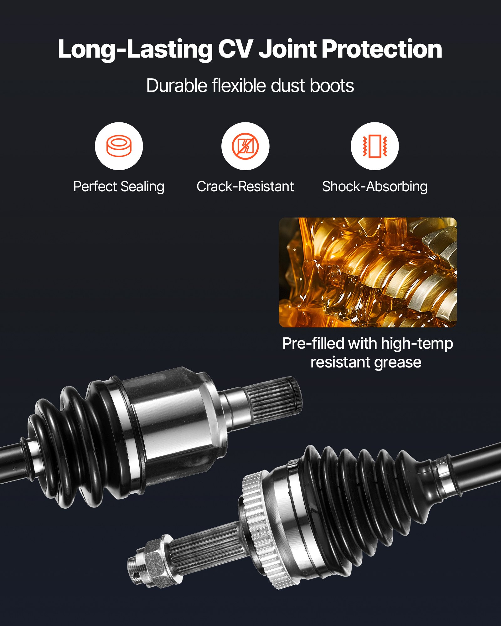 VEVOR CV Axle Shaft Assembly, 2 Pieces Front Left & Right (Driver and Passenger Side), Automotive Replacement CV Joint Axles Pair Compatible with 2011-2014 Hyundai Sonata, Alloy Steel & Carbon Steel