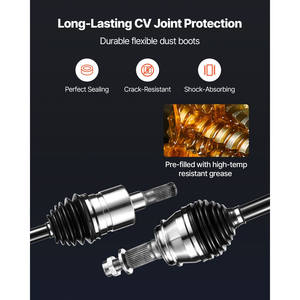 VEVOR CV Axle Shaft Assembly, 2 Pieces Front Left & Right Side (Driver and Passenger Side), Automotive Replacement CV Joint Axles Pair Compatible with 2006-2010 Hummer H3, Alloy Steel & Carbon Steel