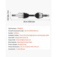 VEVOR CV Axle Shaft Assembly 2PCS Front Left & Right for 2006-2010 Hummer H3