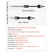 VEVOR CV Axle Shaft Assembly 2PCS Front Left & Right for 2004-2010 Toyota Sienna