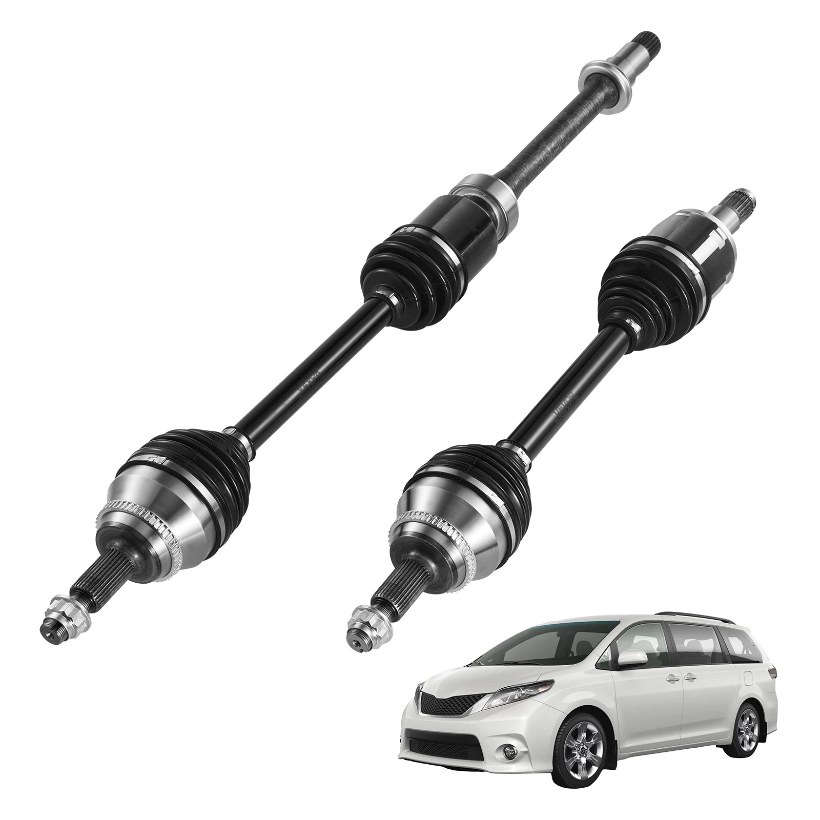 VEVOR CV Axle Shaft Assembly, 2 Pieces Front Left & Right (Driver and Passenger Side), Automotive Replacement CV Joint Axles Pair Compatible with 2004-2010 Toyota Sienna, Alloy Steel & Carbon Steel