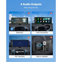 Car Stereo Radio CarPlay Touchscreen 10 in Apple Android Front/Rear Camera