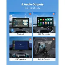 Radio estéreo para coche CarPlay Pantalla táctil de 9 pulgadas Apple Android Auto Cámara de respaldo